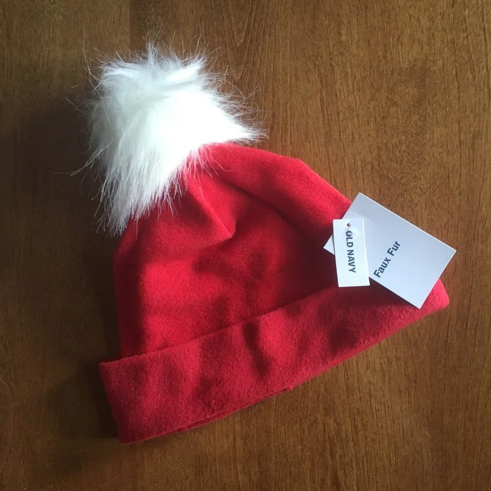 Old Navy red pompom hat S/M NWT